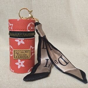 Vintage Mini Lipstick Keychain Bag Purse Charm Coin Purse with Scarf